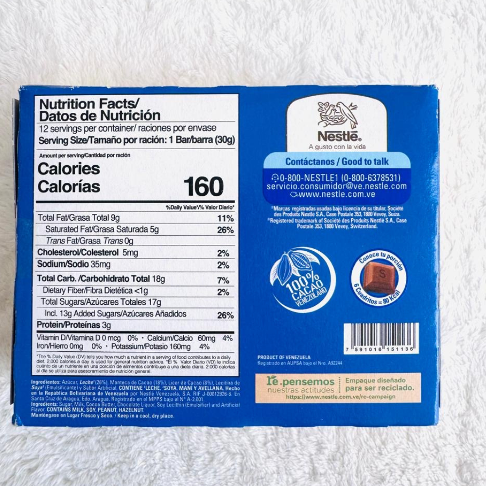 Savoy Chocolate de Leche Caja con 12 Unidades