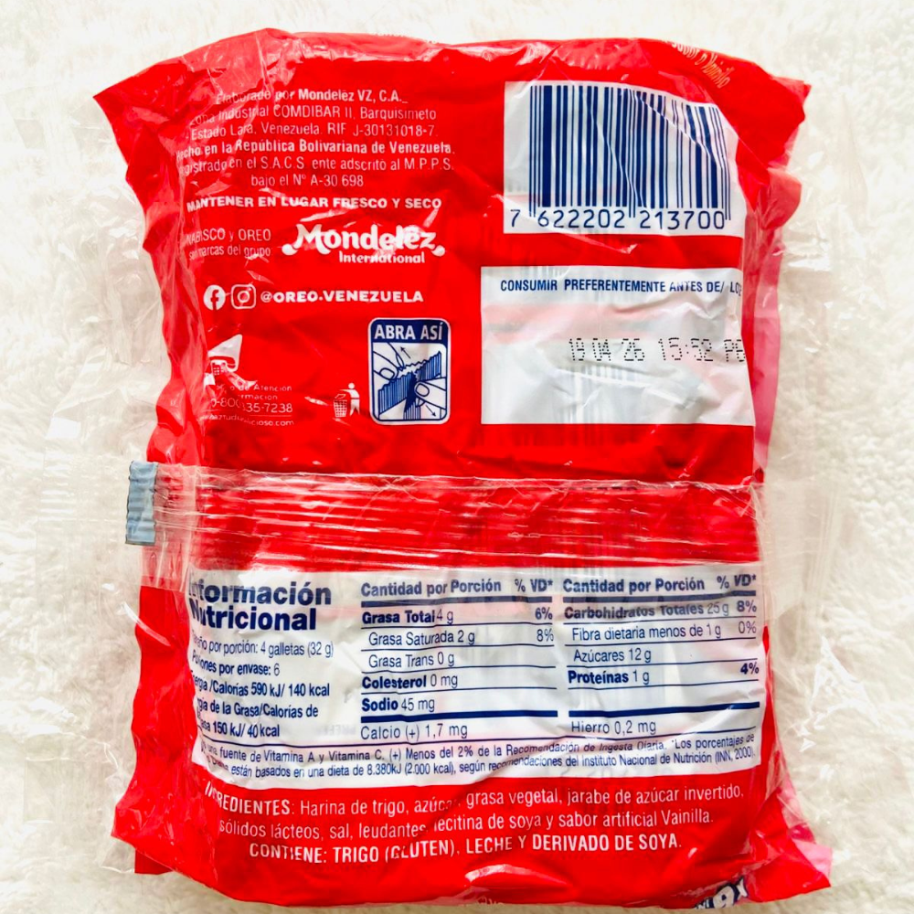 Galletas Oreo Venezolana de Vainilla 192g